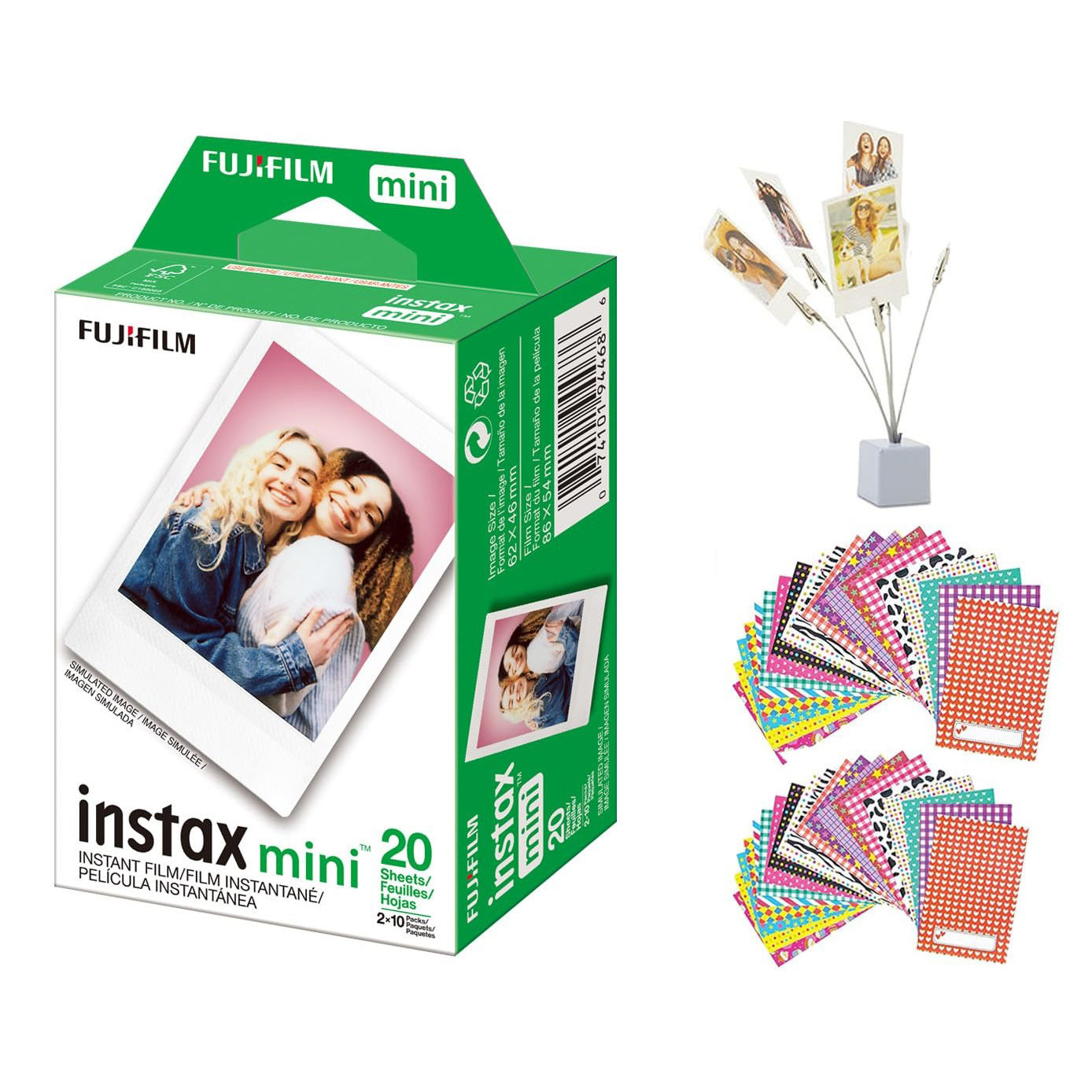INSTAX mini instant film White Border, 20 shot Pack, suitable for all mini cameras
